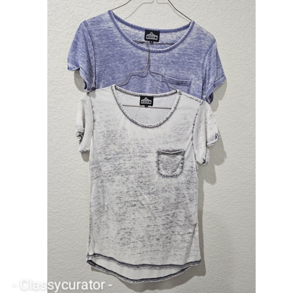Urban Outfitters Short Sleeve Burnout Tee Duo in Lavender and White